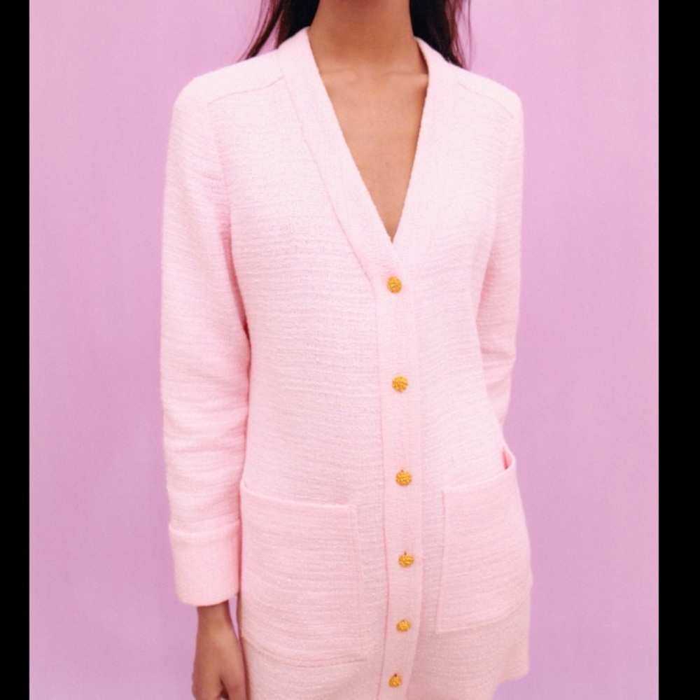 Zara tweed pink jacket dress